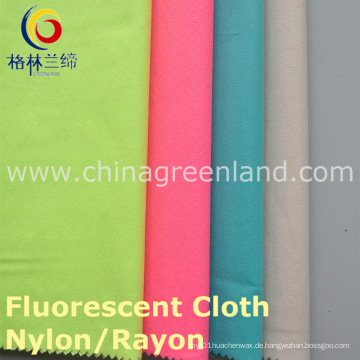 Nylon Rayon 13s / 10s Fluoreszierte Twill Warp Spandex Stoff für Shirt Kleid (GLLLDYG001)